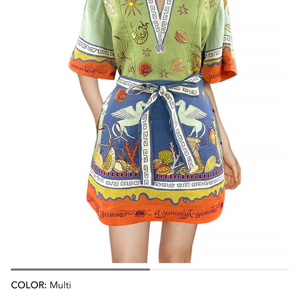 Alemais surrealist linen mini dress NWT